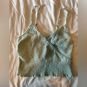 Green spaghetti strap tank top